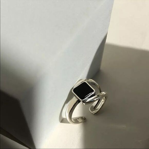 ✨ NEW 925 Sterling Silver Black Onyx Open Ring - Picture 5 of 10
